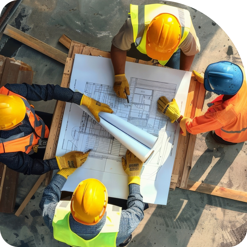 Construction team meeting